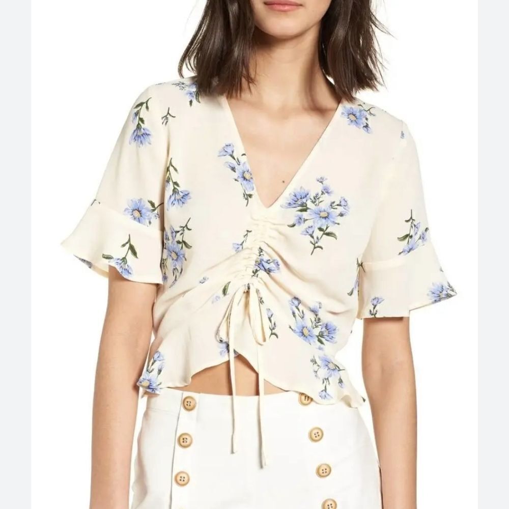Lydelle front ruched top  sz M Floral